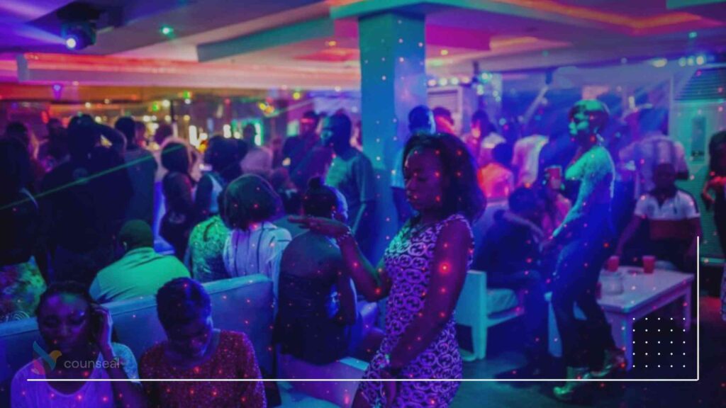 depict a typical afrobeats club night scene
