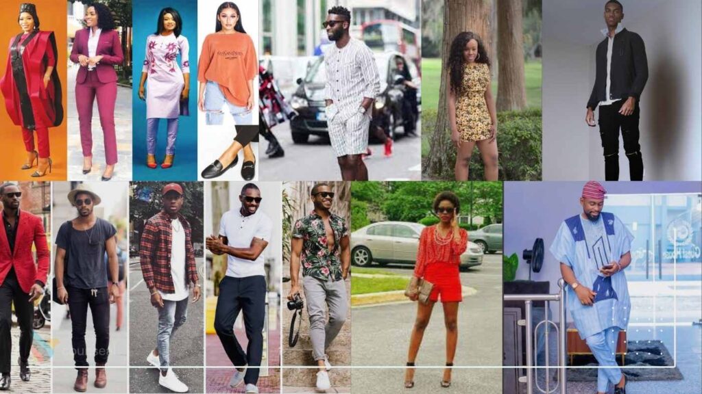 An image of several small images showing different fashion ideas, both male and female