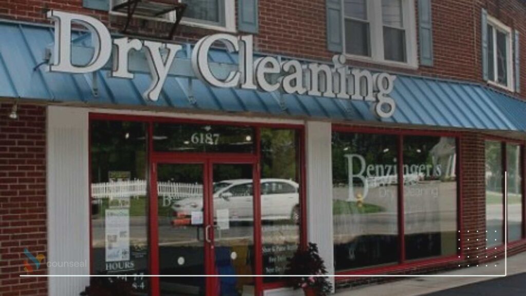 An image of a drycleaning storefront