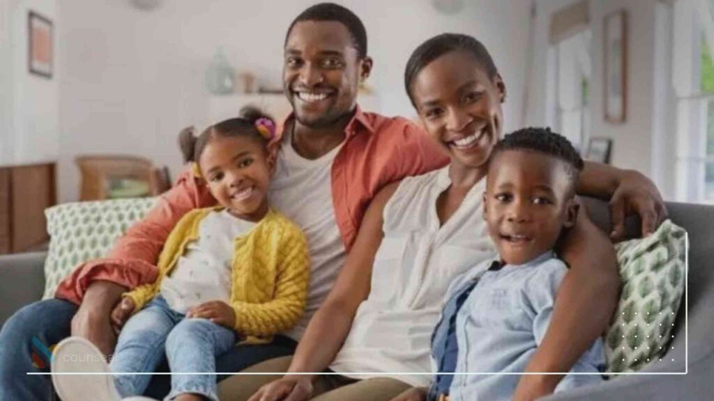 An image depicting depicting a ‘happy’ family