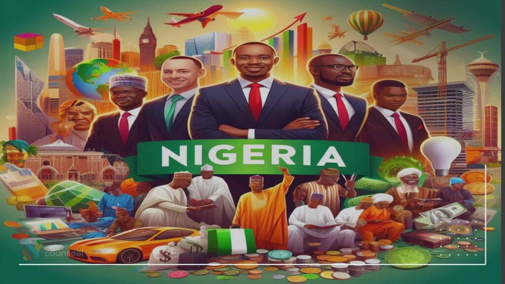 A vibrant montage showcasing successful Nigerian entrepreneurs