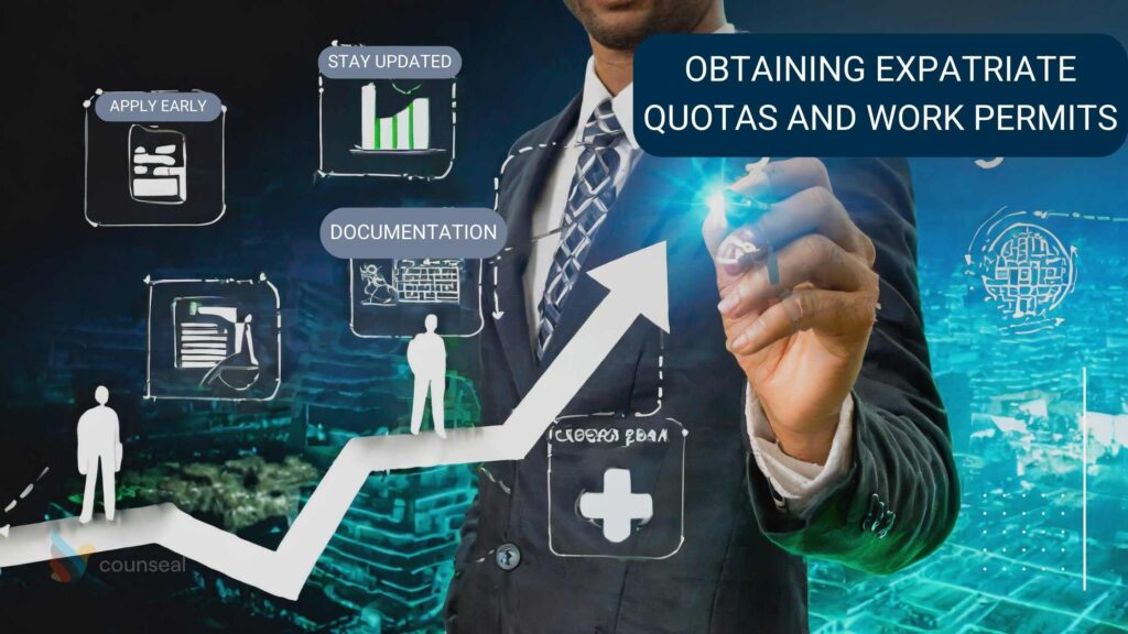 A flow chart illustrating the process of obtaining expatriate quotas and work permits in Nigeria