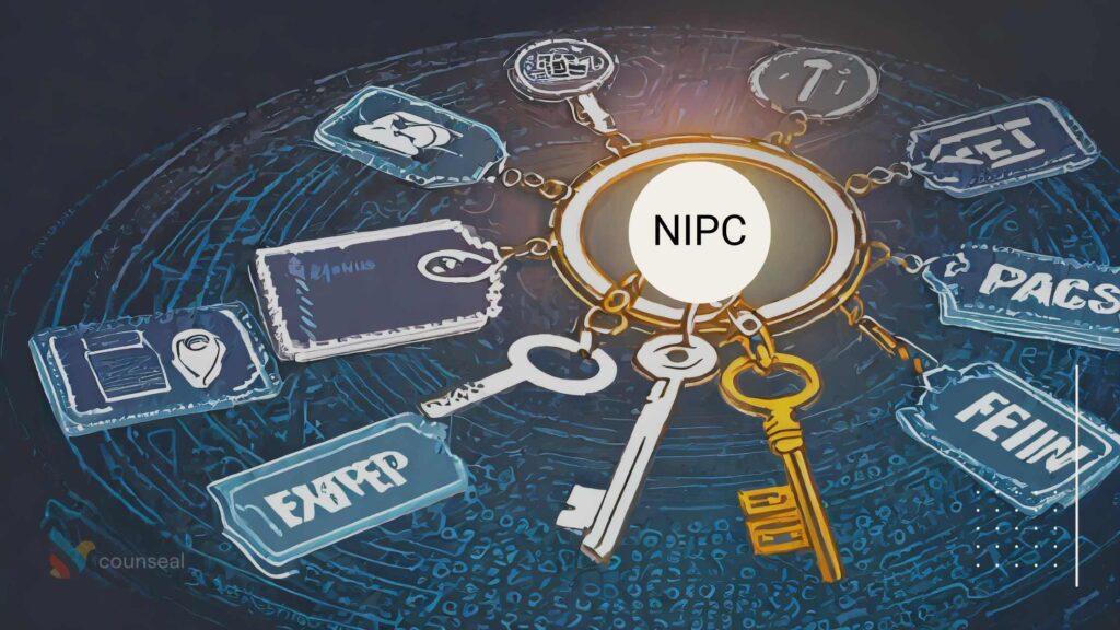 An illustration depicting various business permits as keys, with the NIPC as the central keychain