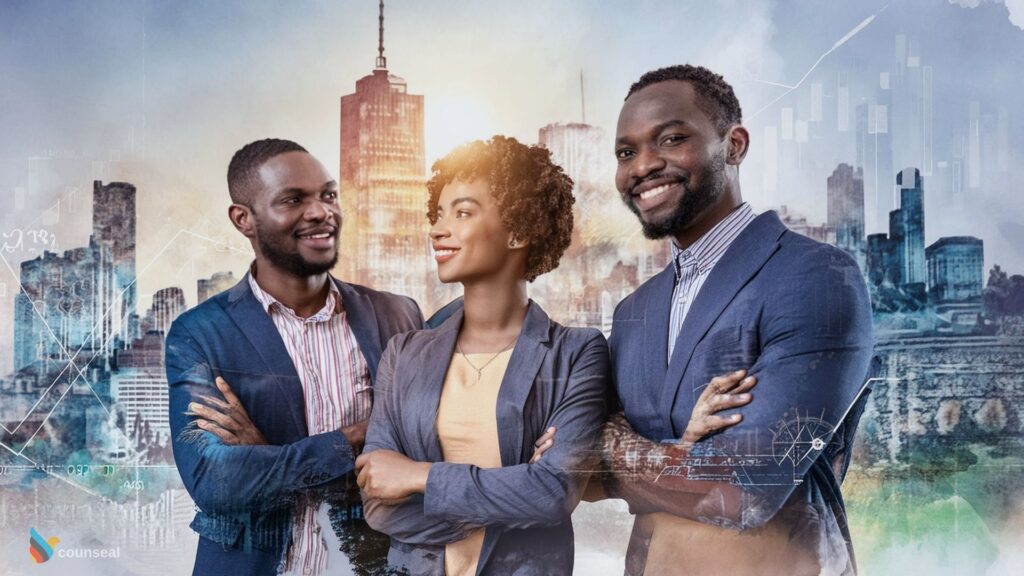 Website Feature Ambitious Nigerian entrepreneurs and professionals both men and women collaborating and innovating together. 2